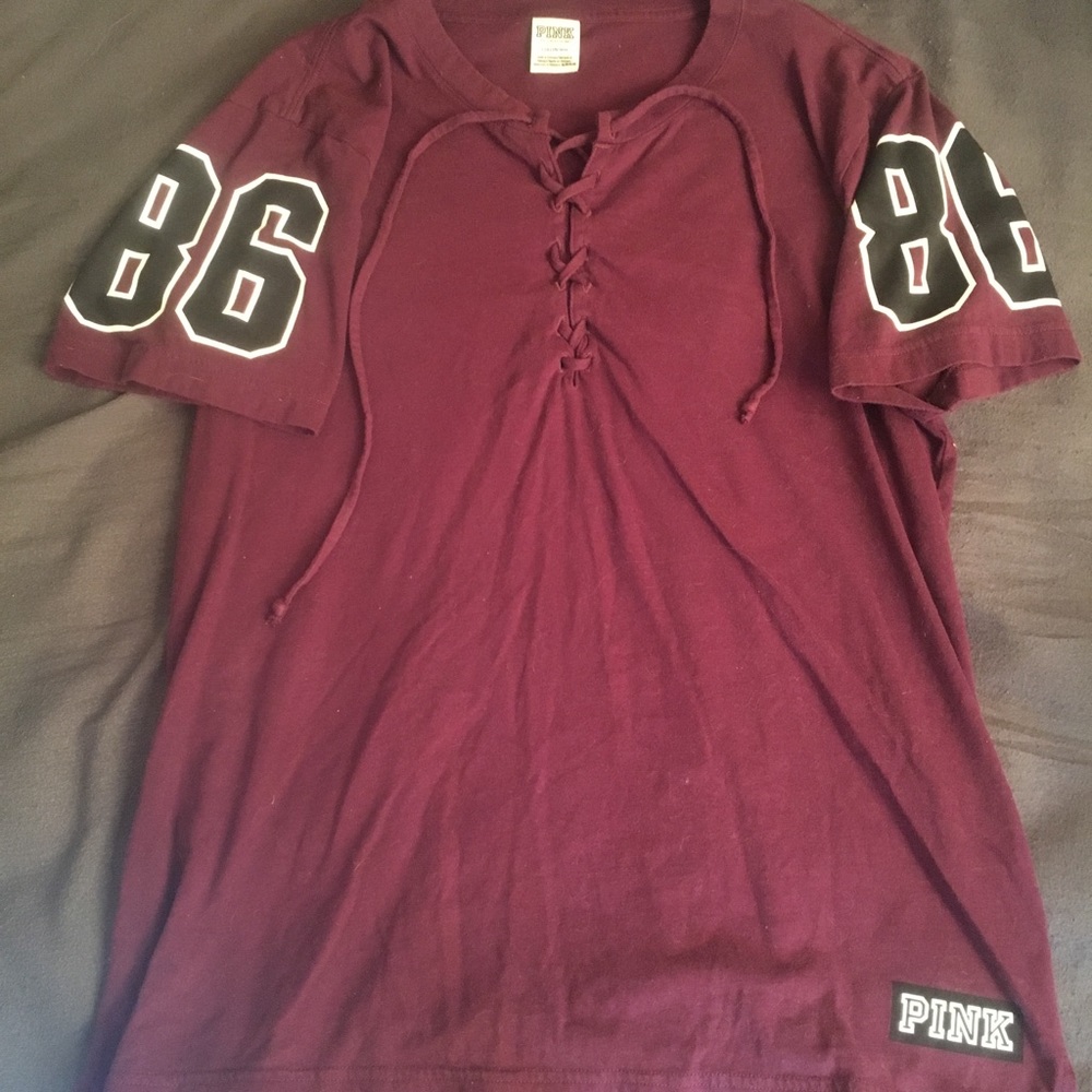 Victoria’s Secret Pink Oversized Lace Up Tee